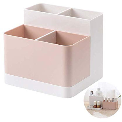 Staccabile 4 scomparti Organizer da scrivania/Portaoggetti da scrivania/Riordinatore di Penne/Organizzatore di trucco per cosmetici, Articoli di immagazzinamento per Garage in Plastica(Rosa)