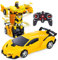 Thedttoy Transformator Ferngesteuertes Auto Spielzeug mit 2.4GHz Fernbedienung, 1:18 Ferngesteuerte Roboter Transform RC Auto für Kinder Junge, Transforming Spielzeug Geschenke ab 4-12 Jahre (Gelb)