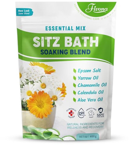 Hemorrhoid Treatment Sitz Bath Salt Natural Soaking Blend - Epsom Salt with Pure Essentials Oils for Fissure, Postpartum Care, Bartholin Cyst Treatment - Essential Mix for Self Care