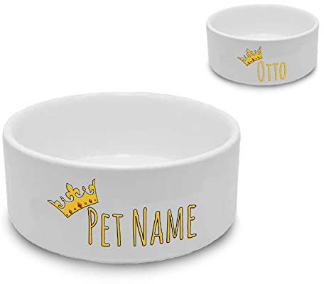 Personalised Dog Bowl with Crown Design, Personalise with Any Name for Any Pampered Pooch