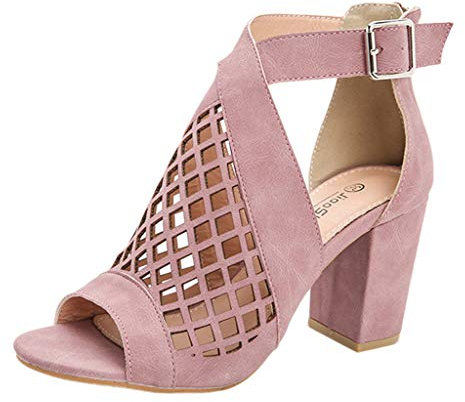 Sandali da donna con cinghia, sandali romani, sandali con cinghia, peeptoe, scarpe da sposa, sera, feste, estivi, per il tempo libero, 1 rosa, 36 EU
