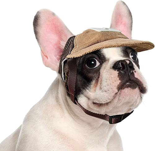 PETLESO Hund Hut Hund Baseballmütze, Verstellbarer Sonnenschutz Hundemütze mit Ohrlöchern Geeignet für Hunde Welpen Katzen Kaninchen-M
