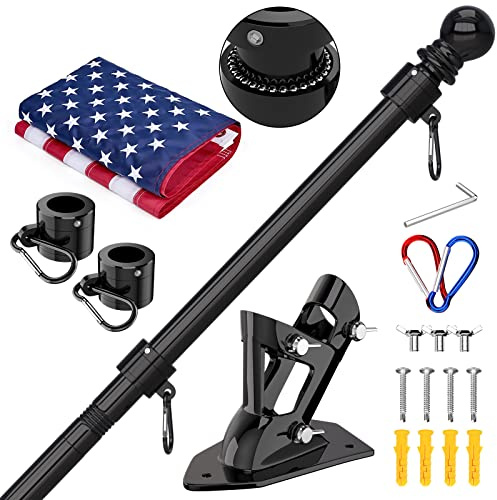 ZMTECH Flaggenmast mit amerikanischer Flagge und Stange, 1.5 m Fahnenmast mit Halterung, Metall-Fahnenmasten für den Außenbereich, Haus, Boot, Wohn- oder Gewerbe (1 Packung mit amerikanischer Flagge)