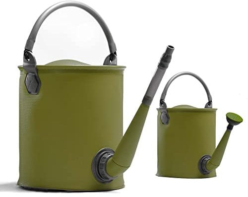 Colapz Seau Pliable 9L, sans BPA, Vert Olive – Arrosoir, Bidon à Eau Portatif pour Douche Portable, Maison et Jardin – Arrosoir Rétractable 2 Embouts pour Caravane - Lavage, Pêche, Vaisselle Bivouac