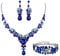 EVER FAITH Kristall Schmuckset Hochzeits Braut Art Deco Floral Teardrop Halskette Ohrringe und Armband Set Blau mit Himmelblau