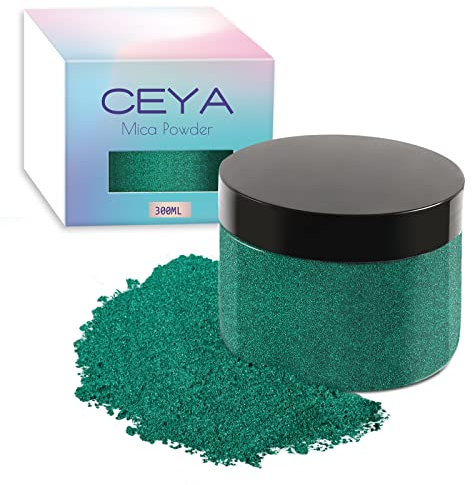 Ceya Mica Powder, 5.3oz/ 150g Pine Green Pearlescent Effect Colorant Pigment Powder for Epoxy Resin, Tumblers, Slime Bath Bomb, Soap Dye, Slime, Candle, Resin Crafting, Paint, Jewelry, Nail Polish