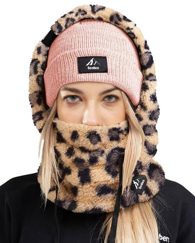 Senllen Plüsch Sturmhaube atmungsaktiv Warm Balaclava Winter Skimaske | Schalmütze Kapuzenschal Damen Sturmmaske über Skihelm für Skifahren, Radfahren, Motorradfahren, Unisex Einheitsgröße