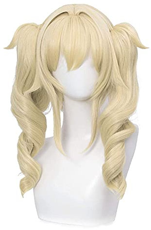 Bokerom Anime Cosplay Kostüm Perücke, Genshin Impact Perücke, Damen Mädchen Herren Jungen Lange Kurzhaar Perücken mit Perückenkappe, für Halloween, Party, Karneval, Nachtleben (Barbara)