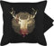 Kissenbezug - Dekoration Kissen - Hirsch Motiv Geschenk Jäger I Hirschgeweih Tracht - 50 x 50 cm - Schwarz - hirschkissen jaeger kissenhullen 50&50 mit hirschmotiv geweih baumwollkissen bavaria