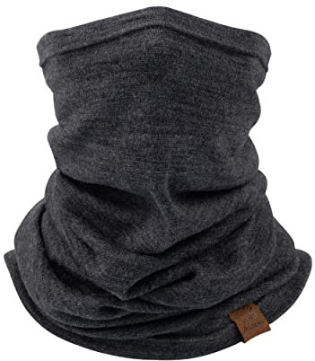 ACUSHLA 100% Merino Wool Neck Gaiter Ski Face Mask Scarf Neck Warmer for Men & Women All Weather, ACCNW-202, Dark Grey1, 10.3''X 19.7''