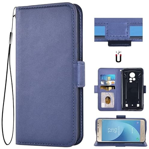 Auotu PU Leder Flip Brieftasche Handyhülle Lederhülle Cover Tasche Case Hülle Etui für Cubot Kingkong 7 King Kong 7 Smartphone (Blau)