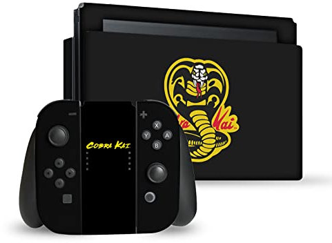 Head Case Designs Offizielle Cobra Kai Klassisches Logo Ikonisch Vinyl Haut Gaming Aufkleber Abziehbild Abdeckung kompatibel mit Nintendo Switch Console & Dock & Joy-Con Controller Bundle