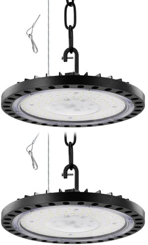 Faretto LED UFO,100W 10000LM Lampada da Officina,6500K Bianco LED Industriale Faretto,IP65 Impermeabile Proiettore Faretto LED Lampadario UFO,Lampada Interni Industriale per Garage Magazzini Fabbrica