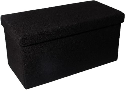 Zedelmaier Sitzbank Sitzwürfel mit Stauraum Samt Fußbank Truhen Aufbewahrungsbox faltbar belastbar bis 300 kg, Deckel abnehmbar, 76 x 38 x 38 cm