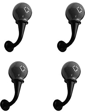 TentHome Garderobenhaken Keramik Vintage Retro Kleiderhaken Wandhaken Keramikhaken Handtuchhaken Porzellan Einzelhaken 4er Set mit Keramikkugel Ø 27mm Schwarz A
