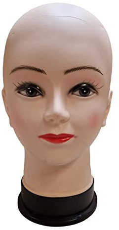 Perückenkopf Weiblich - 28 cm Dekokopf - Schaufensterkopf Frau - Weibliches Kopf-Mannequin ohne Haare - Schaufenster Puppen Kopf für Hut-/Brillen-Präsentation - Damenkopf für Perücken