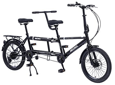 Tandem-Fahrrad – City-Tandem-Klapprad, faltbares Tandem-Beach-Cruiser-Fahrrad für Erwachsene, verstellbar, 7 Gänge, CE/FCC/CCC