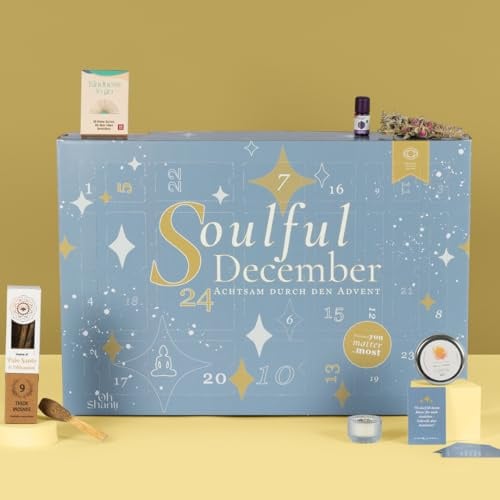 Oh Shanti® Adventskalender Selfcare 2025 | 24 hochwertige Produkte für Selbstfürsorge inkl. einer Affirmationskarte in jedem Törchen | Naturkosmetik, Kerzen, Edelsteinen & mehr | 100% Vegan, Beige