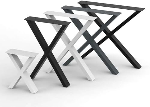 BK Styl 2 Stück Tischbeine aus Metall X-Form | Tischgestell aus 80x40mm Profilen | Tischkufen Tischfüße Möbelbeine für Schreibtische & Esstische I Stahl Pulverbeschichtet I DIY (715x720mm Anthracit)