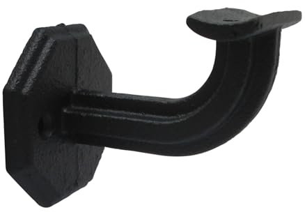 4x SO-Tools Handlaufhalter, schwarz matt aus Gusseisen, Industrie Vintage für den Aussenbereich, sehr grobe Oberfläche für 42,4 mm Handlauf Rohr