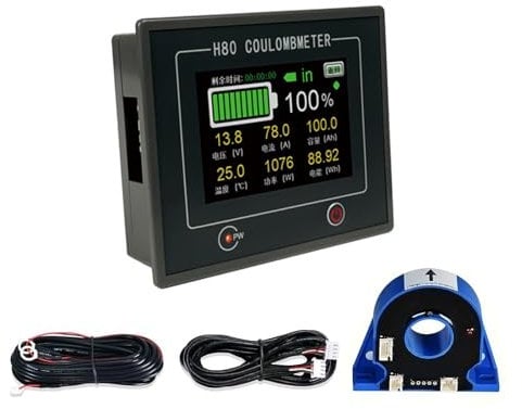 400A Battery Monitor with Hall Sensor, 3.5 inch Touchable Display Wireless Voltage Current Meter, 0-100V Battery Monitor for RV Motorcycle Golf Cart Solar Panel Battery System