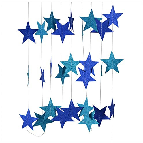 Wimpelkette Outdoor 4m 7 cm Papiergirlande Star Saite Flagge Dusche Bunting Hängen Papier Alles Gute zum Geburtstag Hochzeit Hauptdekoration Wimpelkette (Size : Mix Blue)
