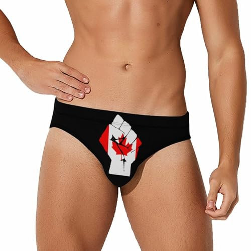 Costume da bagno da uomo con bandiera canadese rialzata, slip da surf per allenamento e balneazione
