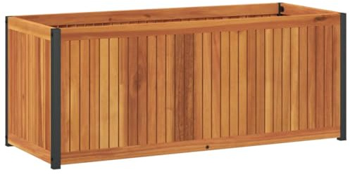 vidaXL Pflanzkübel, Blumenkübel mit Latten-Design, Blumenkasten für Terrasse Garten, Pflanzkasten Hochbeet, Massivholz Akazie Stahl