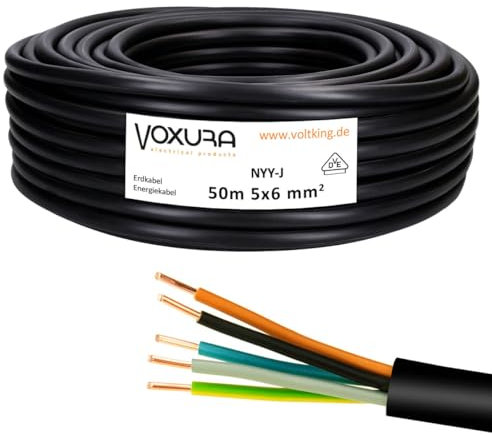 NYY-J 5x6 mm² 50m Ring Erdkabel Stromkabel Verlegung im Freien Erdreich Kupfer