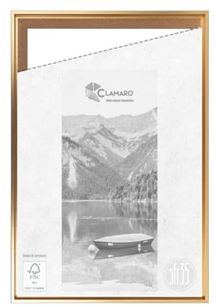 CLAMARO 'SFR35' Schattenfugenrahmen für 70x90 cm Keilrahmen | Gold | MDF-Holz Bilderrahmen für Keilrahmen Leinwände inkl. Aufhänger und Montagematerial