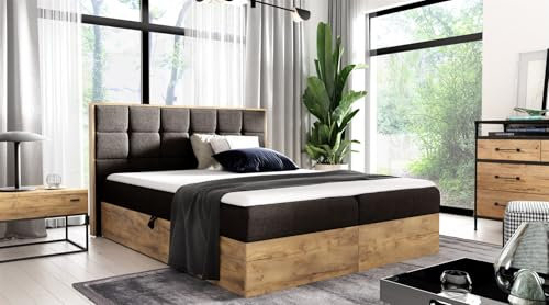 Boxspringbett Schlafzimmerbett KALYPSO auch Überlänge (Braun, 180x200cm)