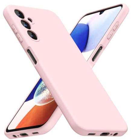 LoeoeL for Samsung Galaxy A14 5G Phone Case Silicone, Minimalist Ultra Thin Slim Soft Rubber Gel Solid Color Matte TPU Cute Case for Women Men, Girly Plain Aesthetic Design & Camera Cover, Light Pink