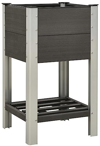 teichwanne,blumenkasten hoch,Garten-Hochbeet mit Ablage 50x50x90 cm WPC GrauGeeignet für Garten, Terrasse, Schlafzimmer, Wohnzimmer