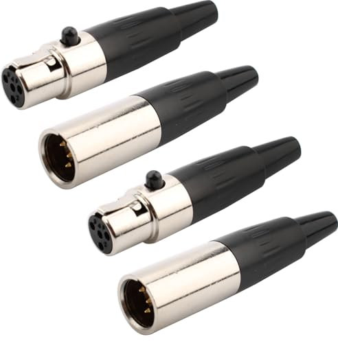 RUNCCI-YUN 4 Piezas Conector de soldadura XLR 4 pines Mini,conectores XLR macho/hembra,enchufe de cable de micrófono,toma de audio de micrófono (2 Macho y 2 Hembra)