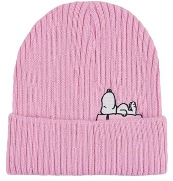 Concept One Damen Peanuts Snoopy Women's, Roll Down Cuffed Winter Knit Cap Beanie-Mütze, Pink, Einheitsgröße