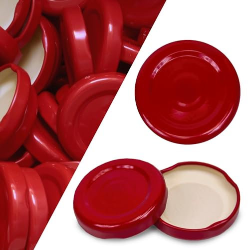 ROT Schraubdeckel für Gläser TO 43 mm X 50 Stück, Twist Off Deckel Verschluss 43mm, Glasflaschen Ersatzdeckel Set To43, Schraubverschluss für Milchflaschen, Saftflaschen, Smoothie Flaschen