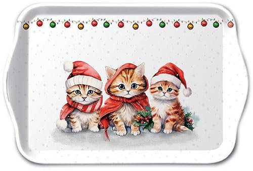 Ambiente Vassoio decorativo in melamina, 13 x 21 cm, motivo natalizio per bambini, serie Avvento Funny Cute Kittens
