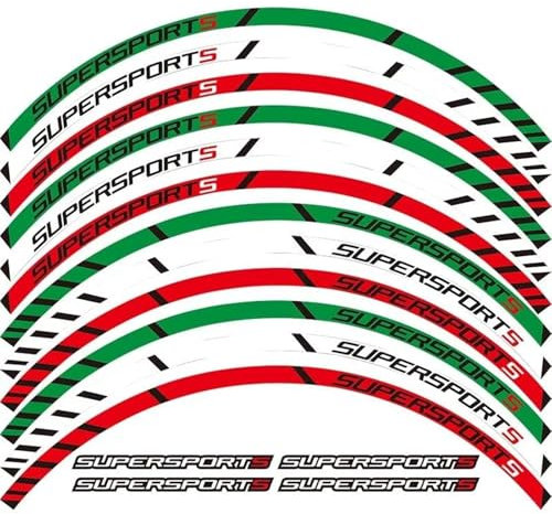 FQYZJDCZ Motorrad Rad Aufkleber für Ducati Supersport 2017-2024, Radstreifen Aufkleber Vorne Und Hinten Motorrad ZubehöR,2-Green