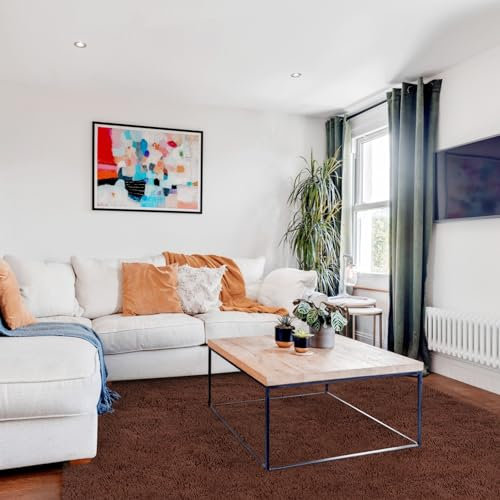 FVVRAX Flauschiger Hochflor Teppich 240x300 cm Braun | Extra weicher Shaggy Teppich rutschfest für Wohnzimmer Schlafzimmer | Kuscheliger Bodenteppich für Kinder Haustiere