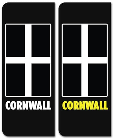 2 x Cornwall Numberplate Vinyl Stickers - Cornish Flag UK Travel Car Abroad Vehicle Number Plate Europe Sticker - Size 40mm x 104mm #82539
