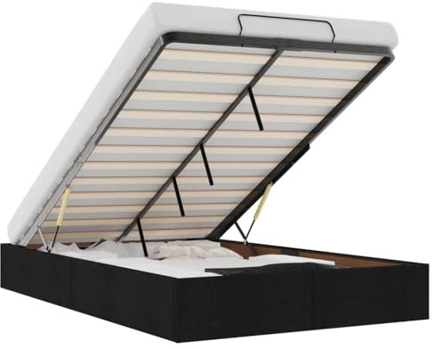 vidaXL Ottoman-Bett ohne Matratze Schwarz 120x190 cm Stoff, Bettrahmen, Bettgestell mit Stauraum, Polsterbett, Bettgestell, Bettrahmen mit Stauraum