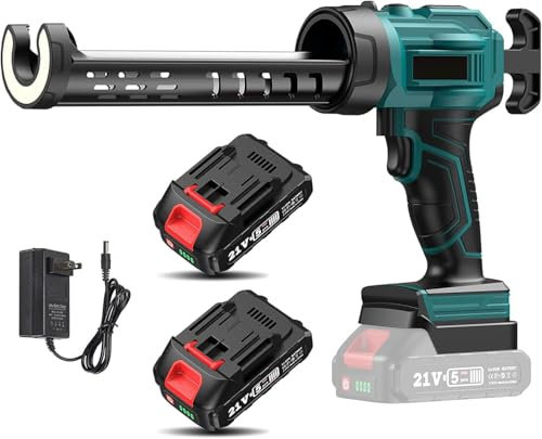 Electric Silicone Gun for M-Akita 18 V, 2000 mAh Wireless Glue Gun, Silicone Gun with LED, 4 Speed, 100z/300 ml Electric Seals Gun for Sealing, Sealing (2 Batteries)