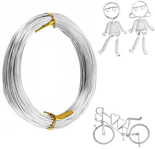 Alambre de Aluminio 2 mm, Alambre para Joyeria 10 m, Flexible y Moldeable Alambre, para Manualidades Fabricación de Joyas, Modelado de Floristería de Jardín (plata 2mm 10m)