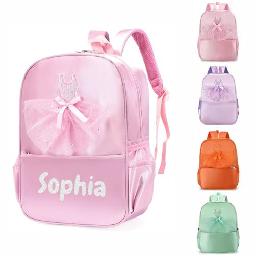 Personalisierte Kinderrucksack Mädchen mit Gestickt Namen, Rucksack Kinder ab 2 Jahr, Ballett Kindergartenrucksack Kinder 33 cm, Kita Rucksack Kindergarten Kleinkind Schulranzen für Mädchen (Rosa)