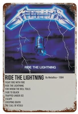 MetallicaEisenblech, Motiv: Ride The Lightning von MetallicaEisenblech, Malerei, Rost-Poster, dekorative Charaktere, Film, Eisenblech, Künstlerhaus, dekorativer Malstil, 1230 x 20 cm