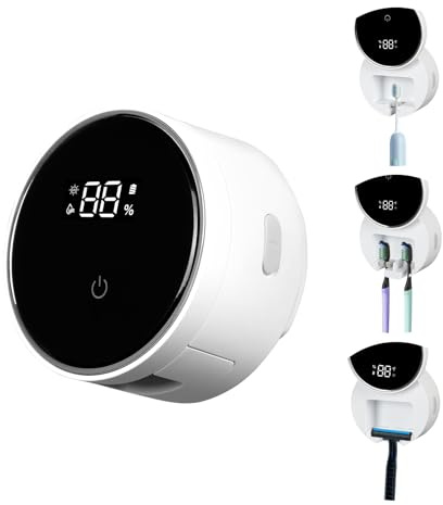 3 IN 1 UV Desinfektions Zahnbürstenhalter mit Trocknen Automatischer Sensor Zahnbürste Sterilisator,Elektrischer Zahnbürsten Desinfektionsmittel, Zahnbürste Organizer mit 2 Zahnbürsten Halter