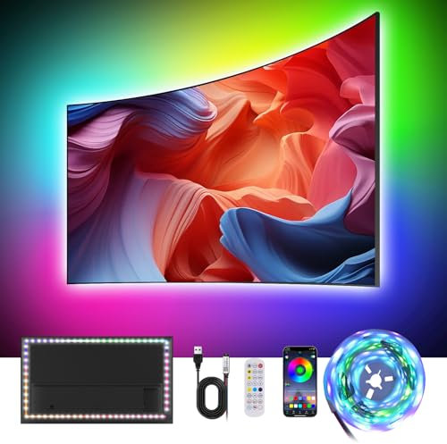 Liwqolx TV LED luci 1 metri, Dreamcolour TV Retroilluminazione, Musica Sincronizzazione, IC Integrato LEDs con APP & Telecomando Controllo per TV PC 32-50 pollici
