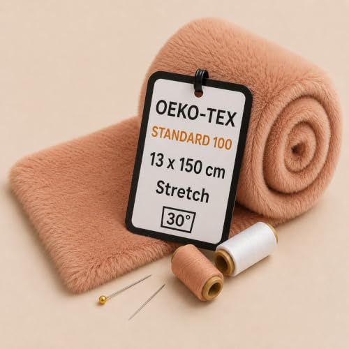StoffBook altrose Kunstpelz Kaninchen Plüsch Stoff, Fellborte, Fellreste zum Basteln, Fellstoff, Teddyplüsch, Bastel Fell, für Nähen & Dekor, Teddystoff, Plüschband, Fellstreifen, e373