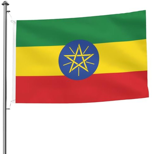 Bandiera dell'Etiopia, 1,5 x 2,4 m, doppia faccia, resistente, per esterni e giardino, striscione decorativo