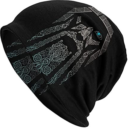 Viking Beanie Mütze Für Herren Damen, Nordischer Mythos Odin Gott Bedruckte Dünne Bonnet Slouchy Hüte, Unisex Outdoor Protection Fashion Soft Hip Hop Baggy Skull Cap